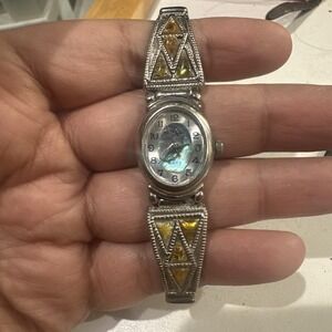 Working Vintage Express LA Watch Womens Silver Fancy Band Oval Dial 19mm Fit 6.5